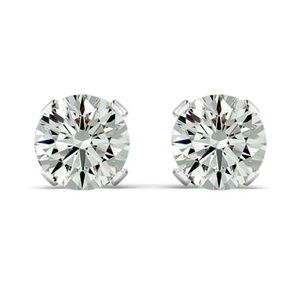 Elegant 2 Carat MOISSANITE 14K White Gold screw back Stud Earrings